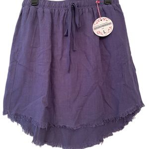 Linen Fringe Skirt L